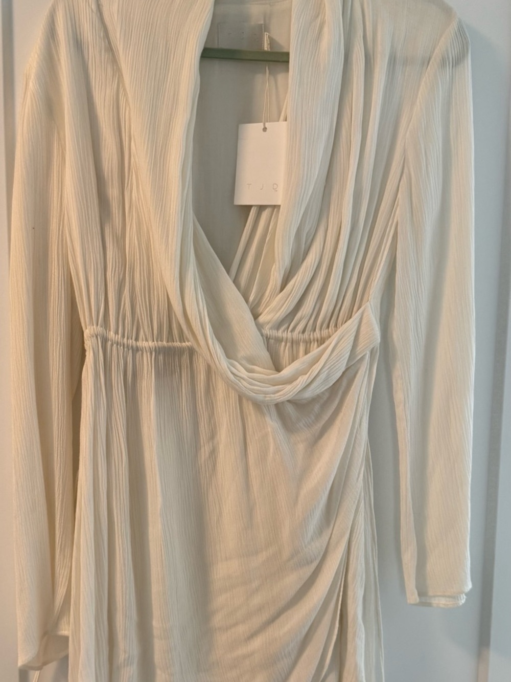 The Jetset Diaries Ivory Draped Mini Dress